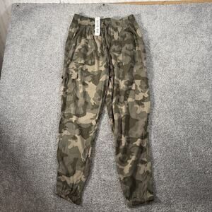 Olive + Oak Jogger Pants Womens L 29x28 Green Camo Cargo Army Casual Lightweight